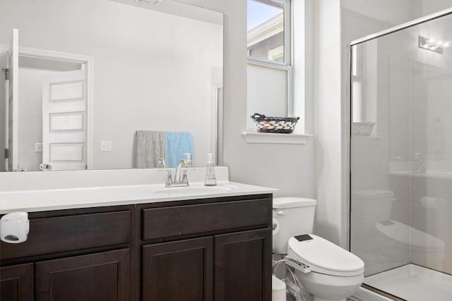 7818 Moody Bnd, Austin, TX 78744 - full bathroom with toilet, a shower stall, and vanity