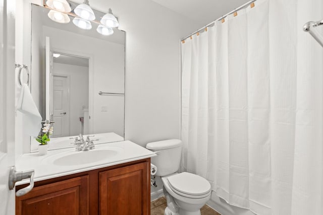 14812 Avery Ranch Blvd Unit 72, Austin, TX 78717 - full bath featuring vanity, toilet, a shower with shower curtain, and tile patterned flooring