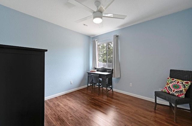 4600 Tello Path, Austin, TX 78749 - office area featuring wood finished floors and ceiling fan