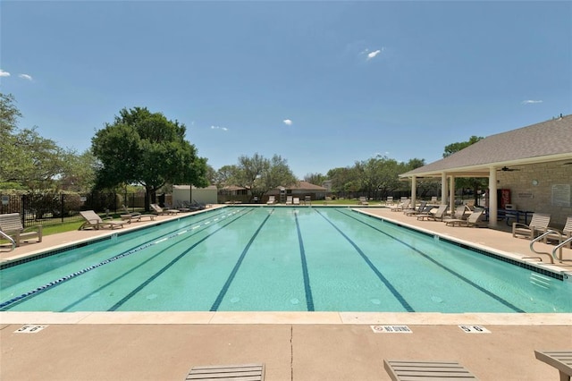 4600 Tello Path, Austin, TX 78749 - community pool with a patio area and a ceiling fan