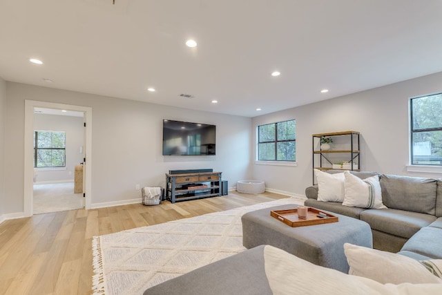 5904 Hudson Bend Rd, Austin, TX 78734 - living room with light wood-style flooring, recessed lighting, and baseboards