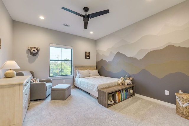 5904 Hudson Bend Rd, Austin, TX 78734 - bedroom featuring light colored carpet, a ceiling fan, recessed lighting, and baseboards