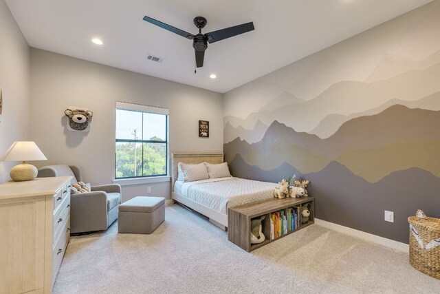 5904 Hudson Bend Rd, Austin, TX 78734 - bedroom featuring light carpet, ceiling fan, and recessed lighting