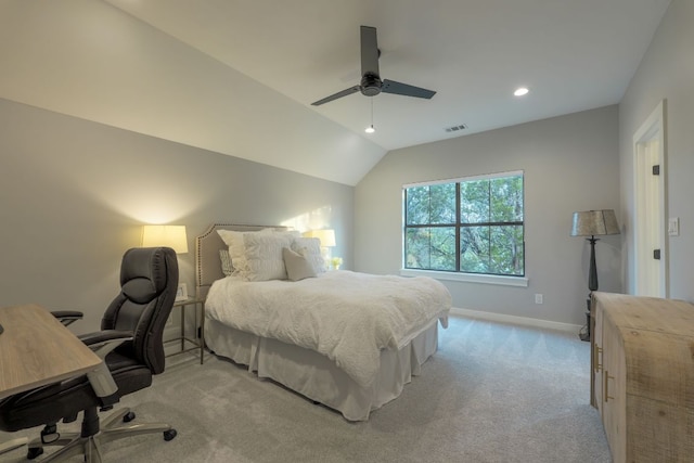 5904 Hudson Bend Rd, Austin, TX 78734 - bedroom featuring light colored carpet, baseboards, a desk, recessed lighting, and ceiling fan