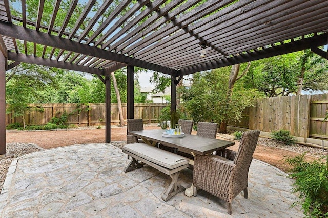 9123 La Siesta Bnd, Austin, TX 78749 - fenced backyard featuring outdoor dining space, a patio, and a pergola