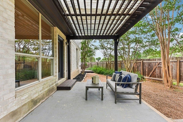 9123 La Siesta Bnd, Austin, TX 78749 - fenced backyard featuring a patio area, outdoor lounge area, a pergola, and entry steps