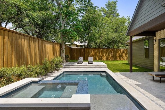 5615 Shoalwood Ave, Austin, TX 78756 - view of swimming pool with a patio area, a fenced backyard, and a pool with connected hot tub