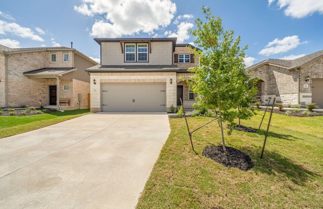 577 Tailwind Dr, Kyle, TX 78640 - view of front of house featuring driveway, a garage, and a front lawn