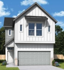 838 Nadal Path, Round Rock, TX 78664 - modern farmhouse style home with board and batten siding, concrete driveway, and an attached garage