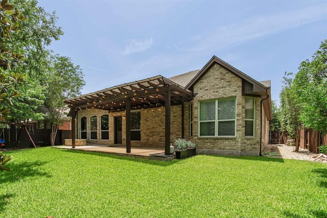 114 Mcbride Ln, Cedar Park, TX 78613 - back of house with a pergola, a patio, and stone siding
