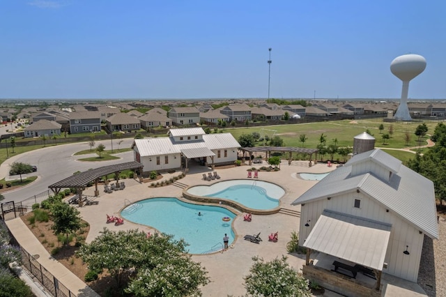 13804 Mark Christopher Way, Manor, TX 78653 - community pool featuring a patio, a gazebo, a residential view, and a pergola