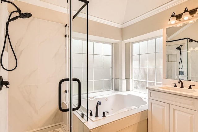 6411 Abilene Trl, Austin, TX 78749 - bathroom featuring a shower stall, vanity, and a whirlpool tub