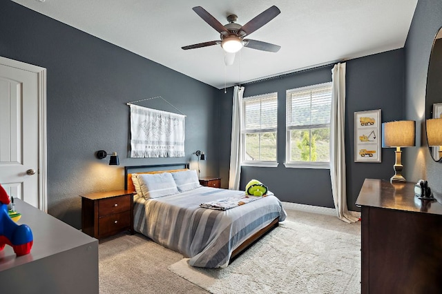 17720 Cain Clearing Pass, Austin, TX 78738 - bedroom featuring light carpet and ceiling fan