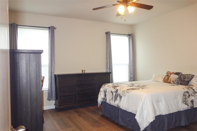 3707 Tall Cedars Rd, Cedar Park, TX 78613 - bedroom with dark wood finished floors and ceiling fan
