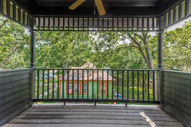 2113 Brooklyn St, Austin, TX 78704 - wooden deck featuring ceiling fan