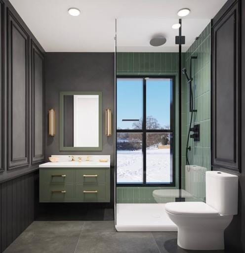 2113 Brooklyn St, Austin, TX 78704 - bathroom with vanity and tiled shower