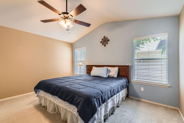 1007 Big Spring Dr, Cedar Park, TX 78613 - bedroom featuring vaulted ceiling, light colored carpet, multiple windows, and baseboards