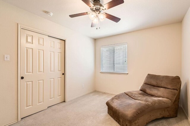 1007 Big Spring Dr, Cedar Park, TX 78613 - sitting room featuring light carpet, ceiling fan, and baseboards
