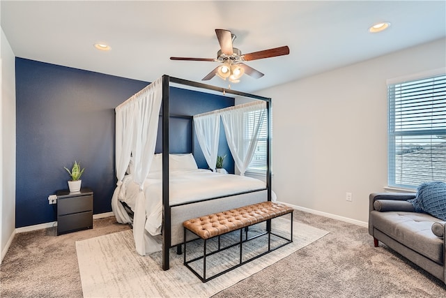 10317 Laurie Ln, Austin, TX 78747 - carpeted bedroom featuring baseboards, a ceiling fan, and recessed lighting