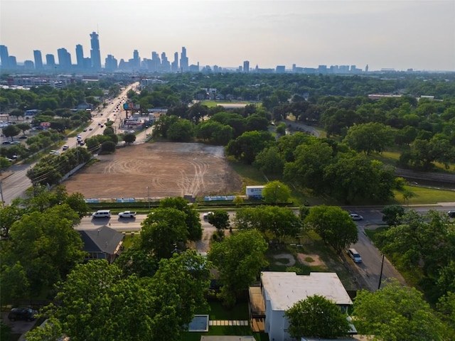 2807 Garwood St, Austin, TX 78702 - aerial overview of property's location featuring skyline and a tree filled landscape
