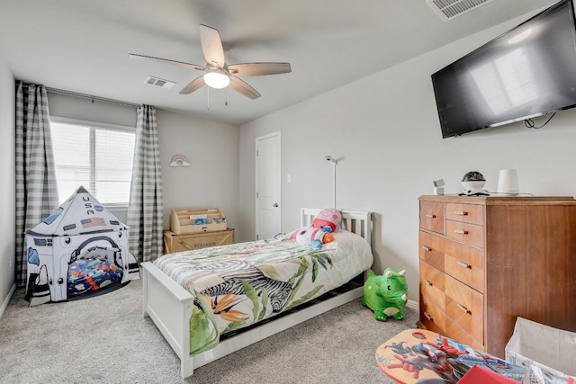 17101 Borromeo Ave, Pflugerville, TX 78660 - bedroom featuring carpet flooring, baseboards, and a ceiling fan