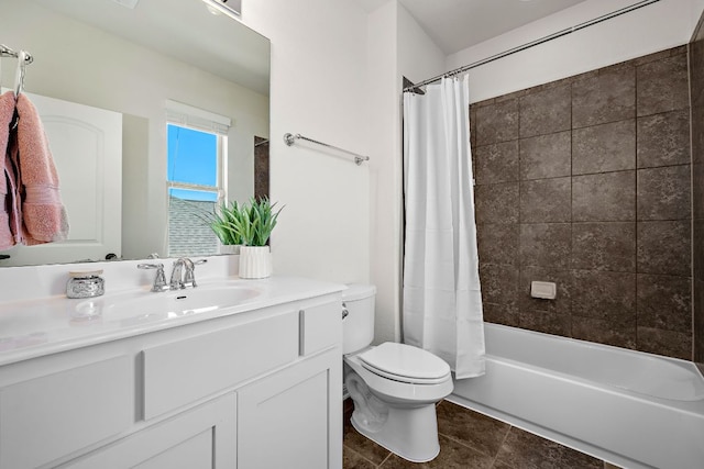 2313 Legend Hill Dr, Leander, TX 78641 - bathroom featuring vanity, shower / tub combo with curtain, and tile patterned floors