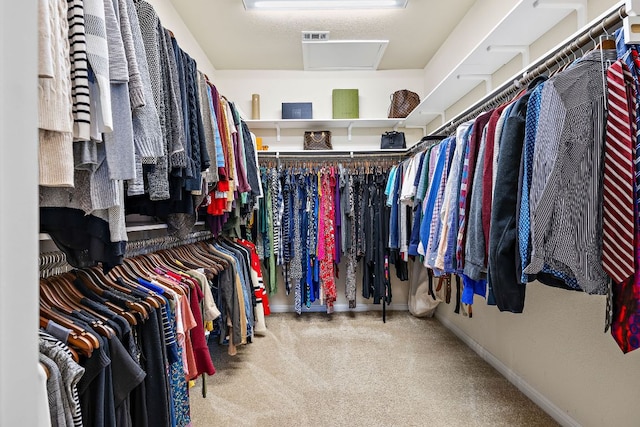 2313 Legend Hill Dr, Leander, TX 78641 - walk in closet featuring attic access and carpet floors