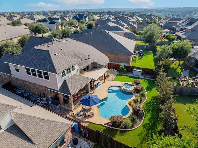 2313 Legend Hill Dr, Leander, TX 78641 - aerial view of residential area featuring a pool area
