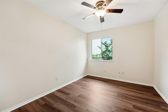 11201 Canterbury Tales Ln, Austin, TX 78748 - unfurnished room featuring dark wood-style floors, baseboards, and ceiling fan