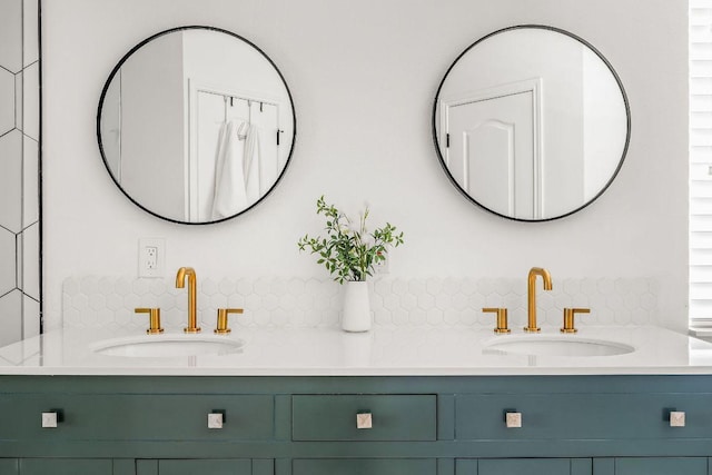 3712 Sawmill Dr, Austin, TX 78749 - bathroom with backsplash and double vanity