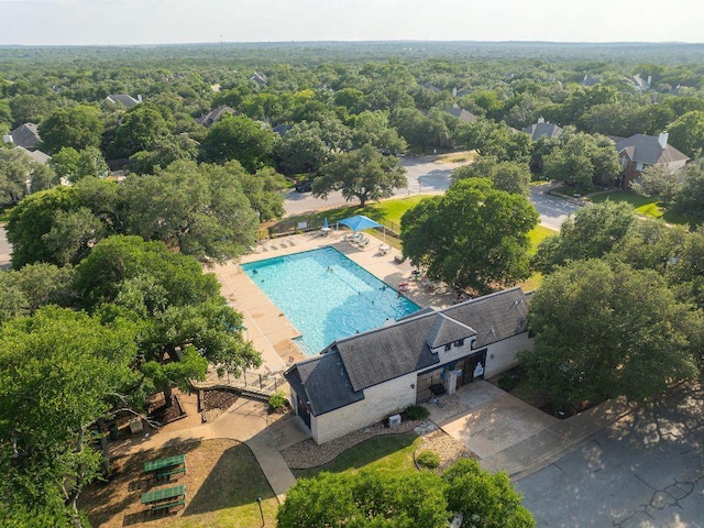 3712 Sawmill Dr, Austin, TX 78749 - drone / aerial view of a pool area and a forest