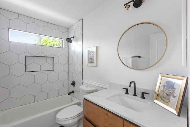 3712 Sawmill Dr, Austin, TX 78749 - bathroom featuring vanity, toilet, and tub / shower combination