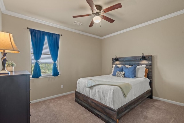 3517 Shellcastle Ln, Round Rock, TX 78681 - bedroom featuring carpet floors, crown molding, and a ceiling fan