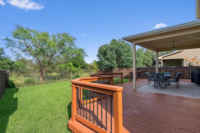 3517 Shellcastle Ln, Round Rock, TX 78681 - wooden terrace with a fenced backyard and outdoor dining space