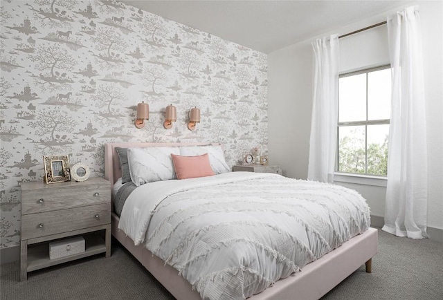 225 Hazy Hills Loop, Dripping Springs, TX 78620 - carpeted bedroom with wallpapered walls and baseboards