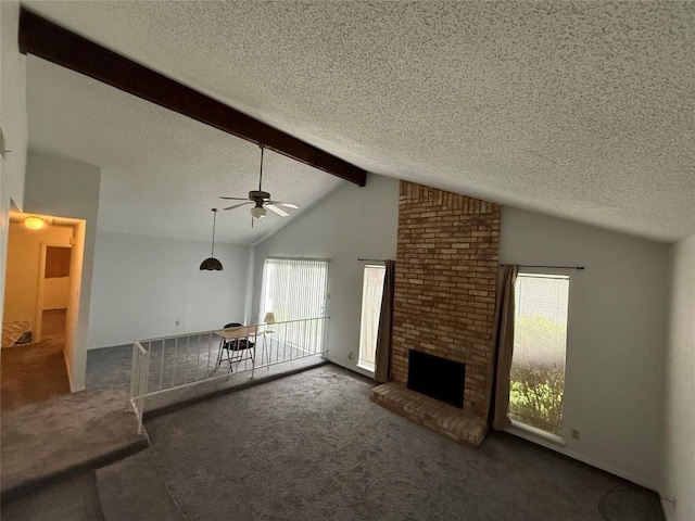 10502 Golden Meadow Dr, Austin, TX 78758 - unfurnished living room featuring carpet floors, healthy amount of natural light, ceiling fan, and a textured ceiling