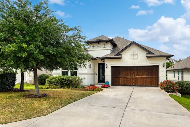 3324 Venezia Vw, Leander, TX 78641 - view of front of property featuring stucco siding, a front lawn, driveway, and an attached garage