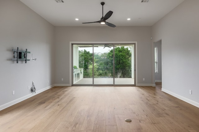 3324 Venezia Vw, Leander, TX 78641 - unfurnished room featuring ceiling fan, wood finished floors, and recessed lighting
