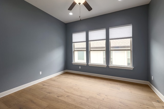 3324 Venezia Vw, Leander, TX 78641 - spare room with a ceiling fan, light wood finished floors, baseboards, and recessed lighting