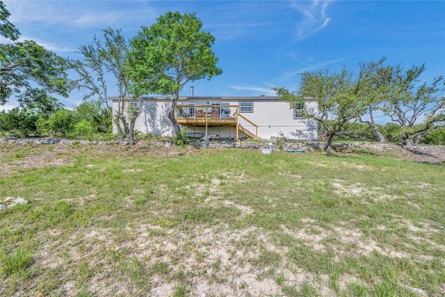 7500 Muleshoe Bend Trl, Marble Falls, TX 78654 - rear view of property with a deck and stairs