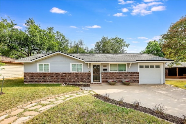 1505 Wheless Ln, Austin, TX 78723 - single story home with brick siding, an attached garage, driveway, a front lawn, and a shingled roof