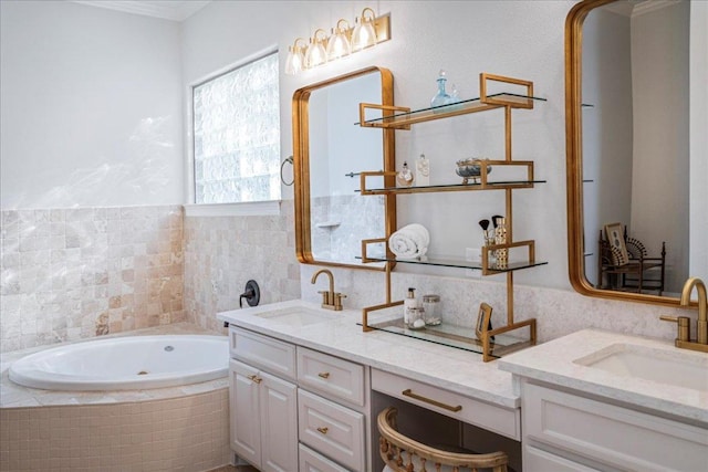 9122 Balcones Club Dr Unit 9, Austin, TX 78750 - full bathroom with double vanity and a garden tub