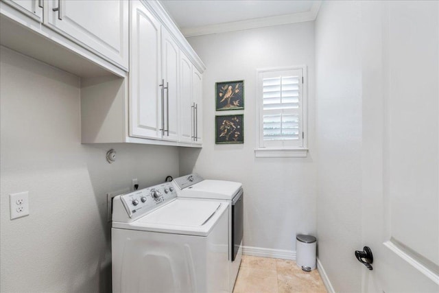 9122 Balcones Club Dr Unit 9, Austin, TX 78750 - washroom with independent washer and dryer, cabinet space, baseboards, and crown molding