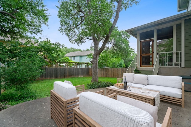 2009 Campfield Pkwy, Austin, TX 78745 - view of patio featuring outdoor lounge area and a sunroom