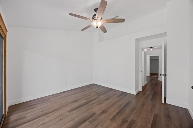 16202 Kicking Bird Dr, Leander, TX 78641 - unfurnished room with ceiling fan, dark wood-style flooring, and baseboards