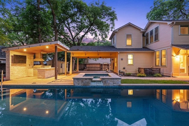 4517 Ave G, Austin, TX 78751 - swimming pool with area for grilling, an in-ground hot tub, a gazebo, a patio, and exterior bar