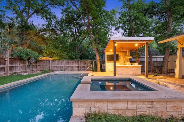 4517 Ave G, Austin, TX 78751 - view of pool with a fenced backyard, an in-ground hot tub, and a patio area