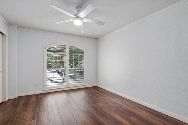 4424 Campo Verde Dr, Austin, TX 78749 - unfurnished room featuring wood finished floors, baseboards, crown molding, and ceiling fan