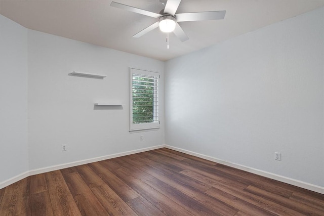 4424 Campo Verde Dr, Austin, TX 78749 - empty room with dark wood-style flooring, baseboards, and a ceiling fan