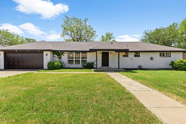 1145 E Sunset St, Waco, TX 76704 - ranch-style house featuring a garage, brick siding, a front lawn, and driveway